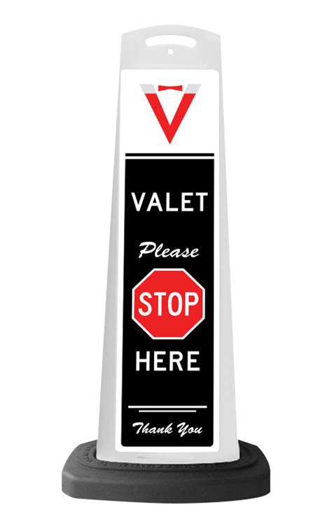 Valet White Vertical Panel With Please Stop Here Sign V Sd K Valet