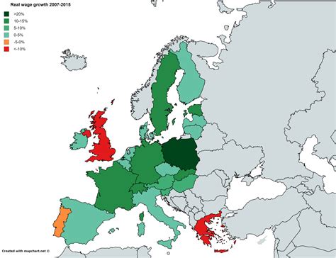 Real Wage Growth In Europe 2007 2015 By U 190807 Maps On The Web