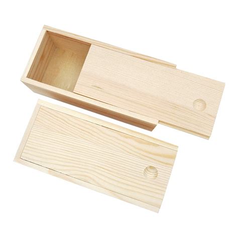 Buy HZLHZYY 2 Pack Wood Box With Sliding Lid Unfinished Wood Storage