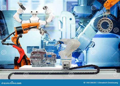 Smart Robotic Working On Smart Factory Concept Stock Photo Image Of