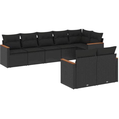 Set Divani Da Giardino Con Cuscini Pz Nero In Polyrattan Vidaxl