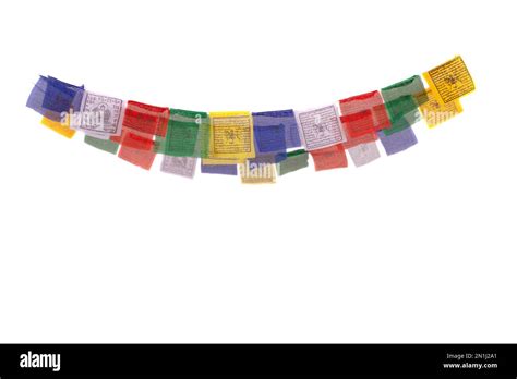 Tibetan Prayer Flags Isolated On White Background Stock Photo Alamy