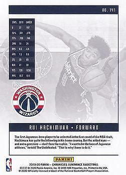 Rui Hachimura 2019 20 Panini Chronicles Rookie 141 Washington Wizards