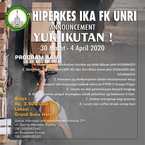 Pelatihan Hiperkes Dan Keselamatan Kerja 2020 Ika Fk Unri