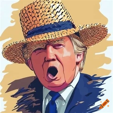 Donald Trump Wearing A Straw Hat On Craiyon