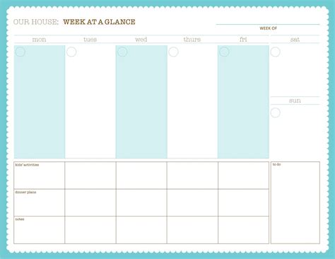 Week At A Glance Template | Calendar Template 2016