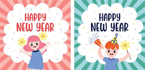 flat design vector cute colorful happy new year celebration 1 january ...