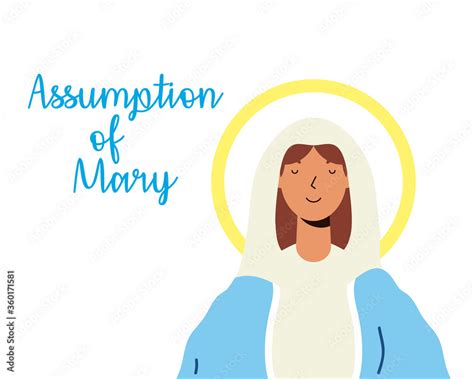 Miraculous Virgin Assumption Of Mary With Lettering Stock Vector Adobe Stock