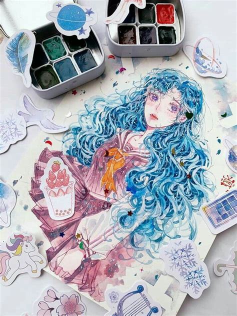 Ghim của Tear Mizu trên ANIME WATERCOLOUR Màu nước Kỹ thuật màu nước