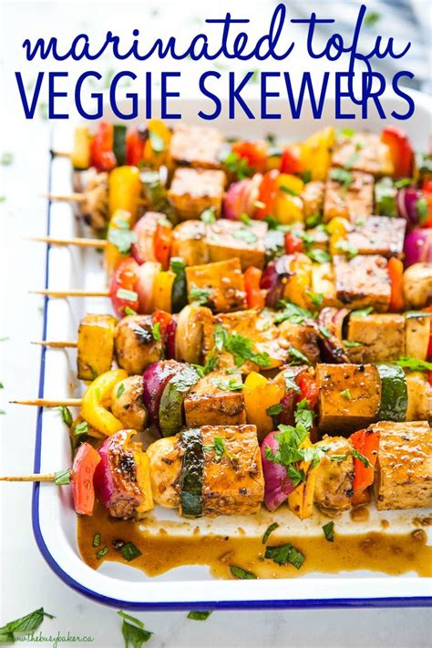 Marinated Tofu Veggie Skewers Recipe Veggie Skewers Vegan Bbq