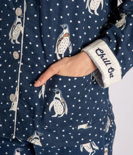 Nwt Pj Salvage Warm Night Sky Blue Penguins Dots Flannel Pajama Set S