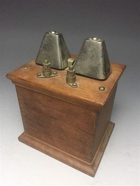 Antique Telephone Cow Bell Ringer Box Oak Finger Jointed Western