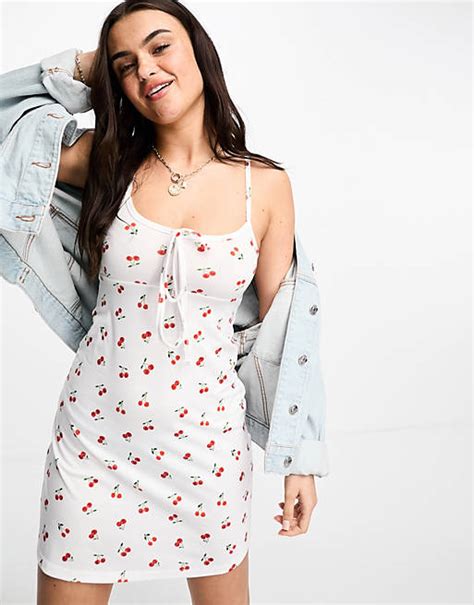 Wednesdays Girl Cherry Print Mini Cami Dress In White Asos