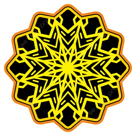 Decoración De Arte Mandala Negro Amarillo PNG Mandala Arte Mandala