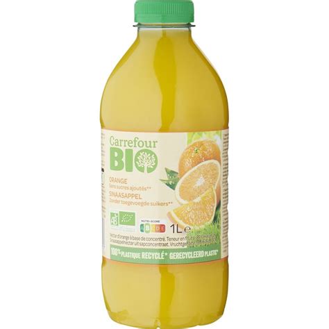 Jus D Orange Bio Sans Sucres Ajout S Carrefour Bio La Bouteille De L