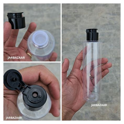 200 ML Sleek Transparent Fliptop Bottle JarBazaar