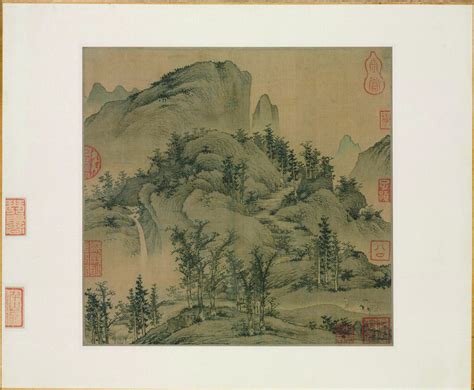 元 盛懋 秋山行旅图绢本244 X 265 Cm国画超高清大图原图扫描真迹全图书画图片下载