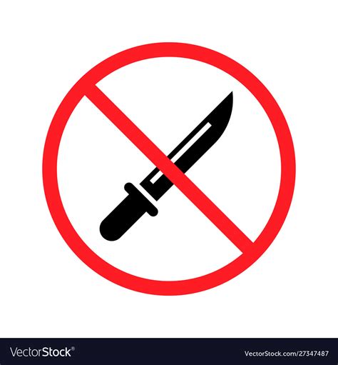 No Knife Or Weapon Sign Royalty Free Vector Image