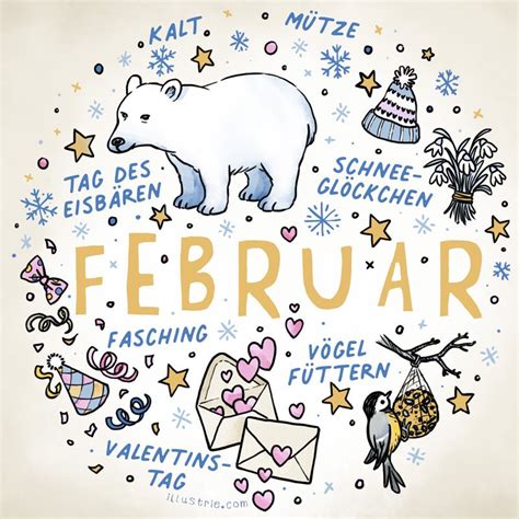 Kalender Illustration F R Februar Illustrie Kalender Selber Basteln