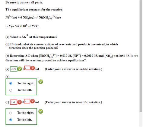 Solved Be Sure To Answer All Parts The Equilibrium Constant Chegg