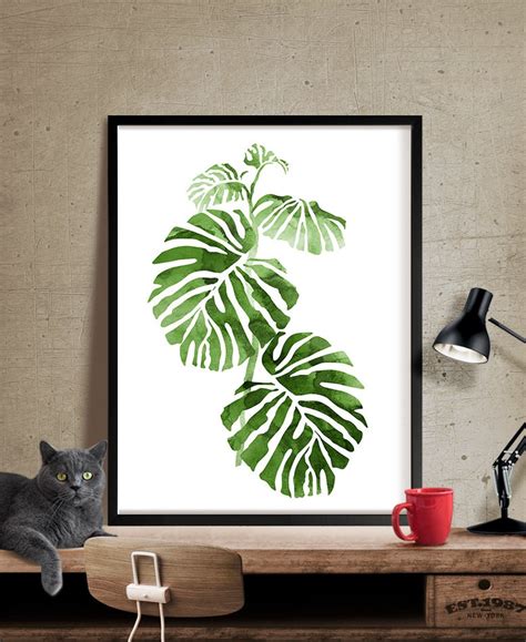 Monstera Leaf Print Wall Decor Tropical Print Botanical