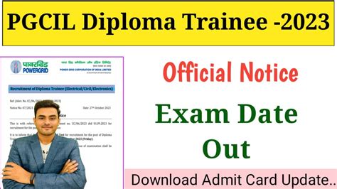 PGCIL Diploma Trainee Exam Date Out PGCIL Exam Date And Admit Card