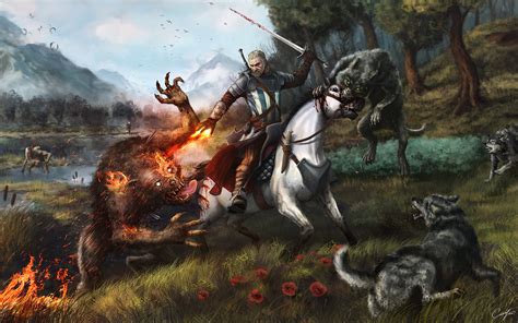 Artstation Witcher Horse Werewolf Wolves Art By Maxifen