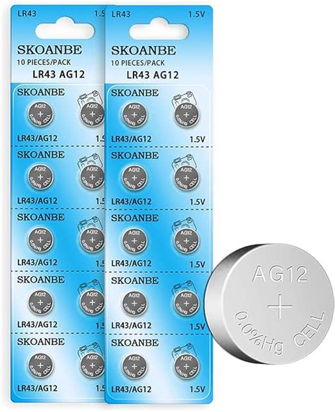 Amazon SKOANBE 20 Pack 1 5V LR43 386 AG12 Alkaline Button Cell