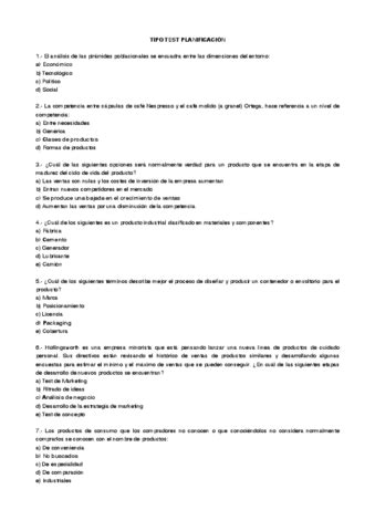 Tipo Test Preguntas Planificacion Pdf