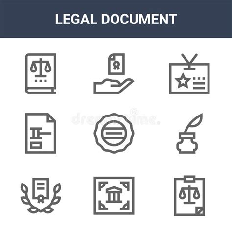 9 Legal Document Icons Pack Trendy Legal Document Icons On White