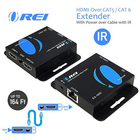 OREI 165 Feet HDMI Over CAT5e CAT6 Extender With Power Over Cable With