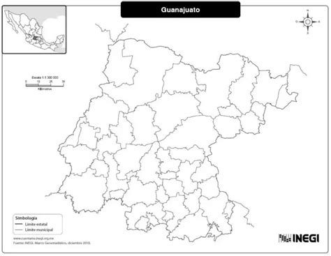 Mapas De Guanajuato México A Color Blanco Y Negro Y Para Imprimir