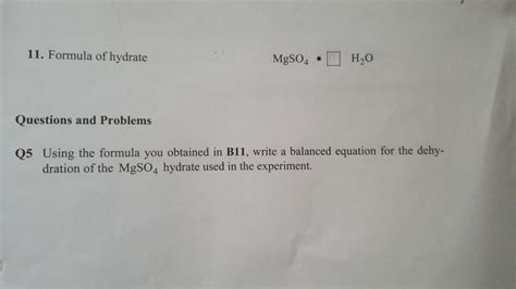 Solved Formula Of Hydrate Questions And Problems Q Chegg