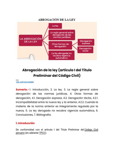 Abrogación De La Ley Artículo I Del Título Preliminar Del Código Civil Pdf Esfera Pública