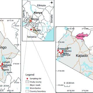 A Map Of Kenya Showing The Study Sites In Baringo And Kajiado Counties