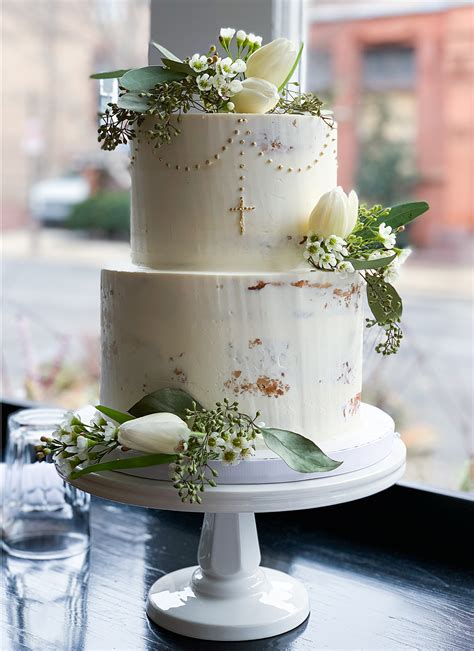 Semi Naked Christening Cake Whipped Bakeshop Philadelphia