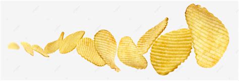 Potato Chips With Fluted Edges Floating On A Yellow Pile Golden PNG