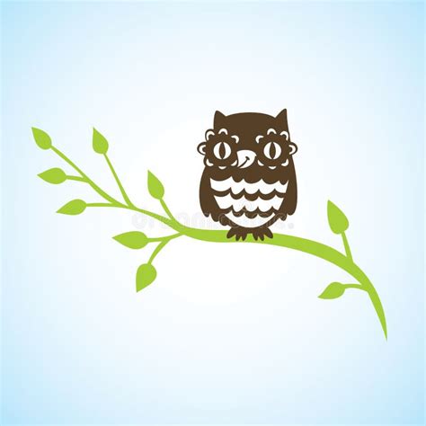 Cartoon Owl Sitting On Green Branch Stock Vector Illustration Of Cartoon Sweet 22169582