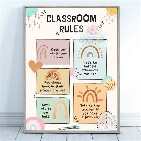 Classroom Rules Poster Digital Download Daycare Printable | Etsy