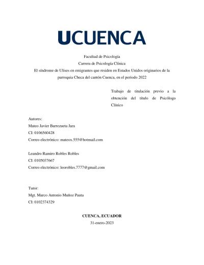 El síndrome de Ulises en emigrantes que residen en Estados Unidos