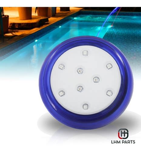 Luminária Piscina Luz Led Azul 80mm 9w Corpo Azul Iluctron