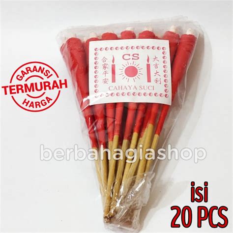 Jual Lilin Merah Tusuk Bambu Joss Candle Lilin Tusuk Sate Isi Pcs