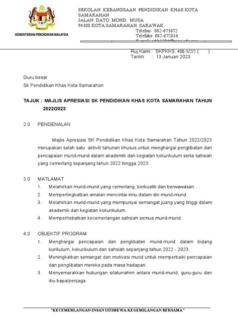 Majlis Apresiasi 2022 2023 Pdf