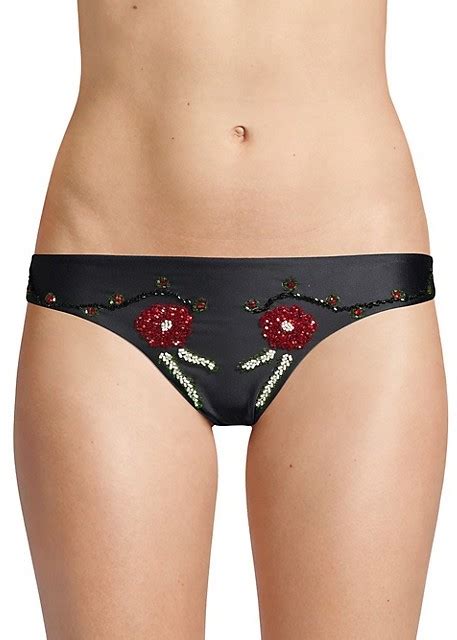 PatBO Embellished Low Rise Bikini Panty ShopStyle Swimwear