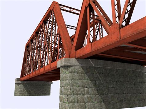 3D model Steel truss bridge VR / AR / low-poly MAX OBJ 3DS FBX TGA ...