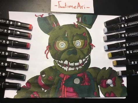 I Made Springtrap Today First I Drew Everything With A Pencil Then I