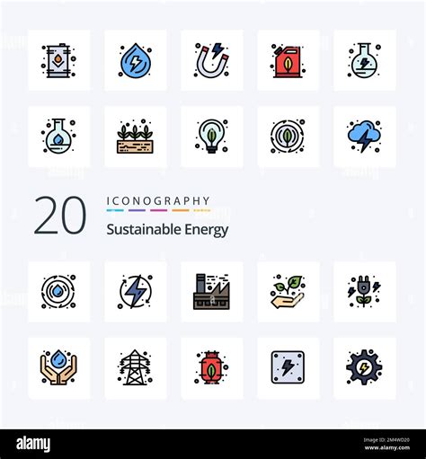 Sustainable Energy Line Filled Color Icon Pack Like Energy Growth