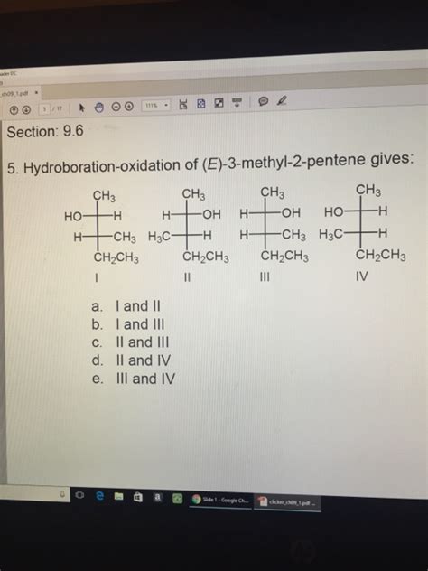 Solved Hydroboration Oxidation Of E 3 Methyl 2 Pentene