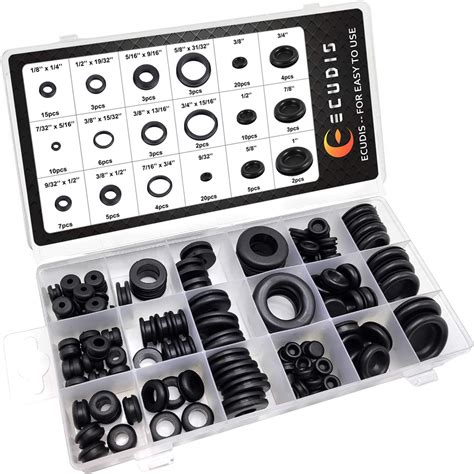 Rubber Grommet 125pcs 18 Sizes Rubber Grommet Firewall Hole Plug Set