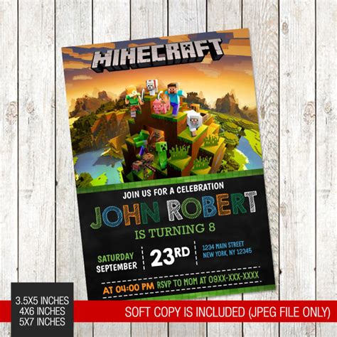 Pcs Minecraft Themed Birthday Invitation Card B Lazada Ph